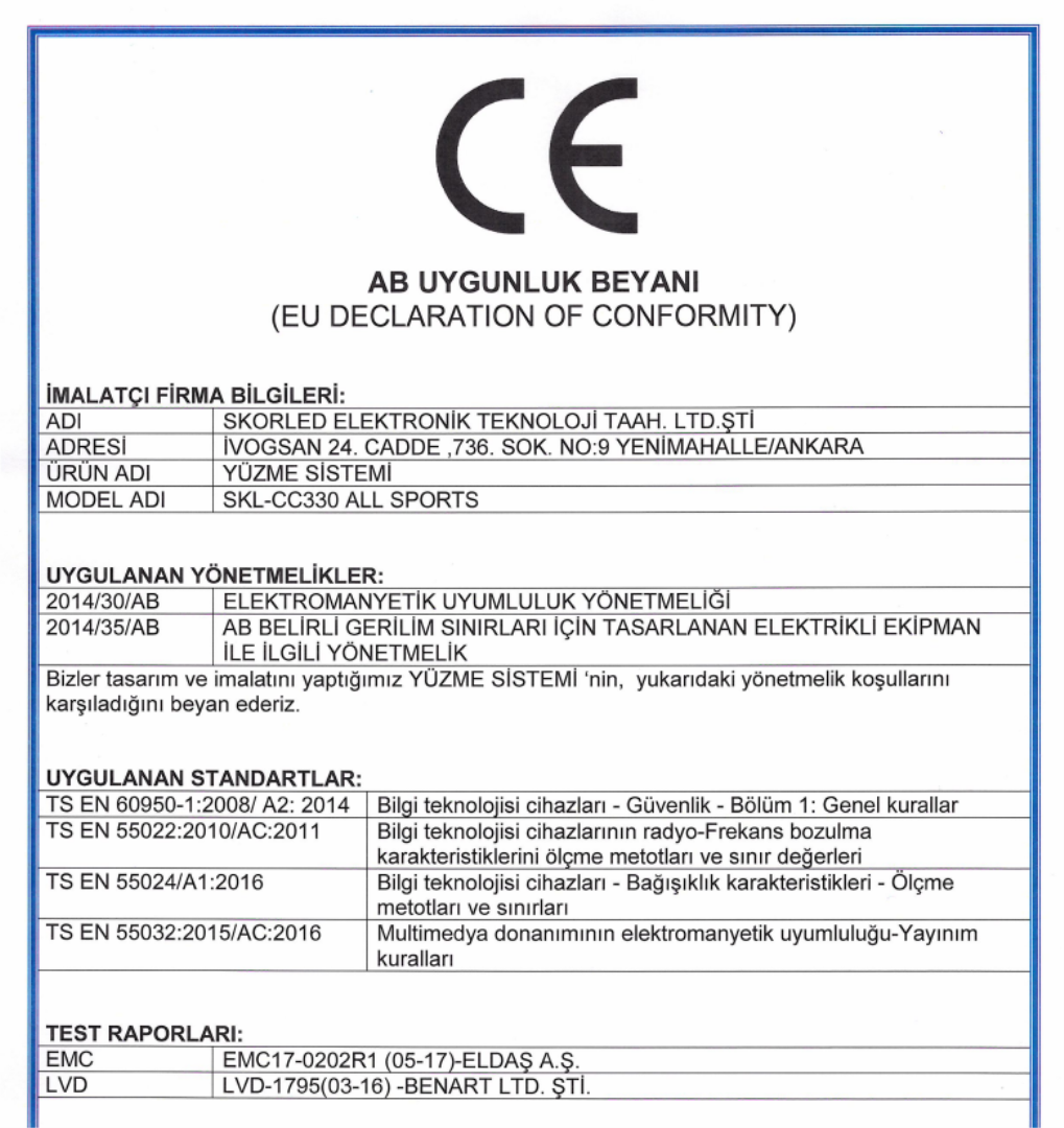 AB UYGUNLUK BEYANI